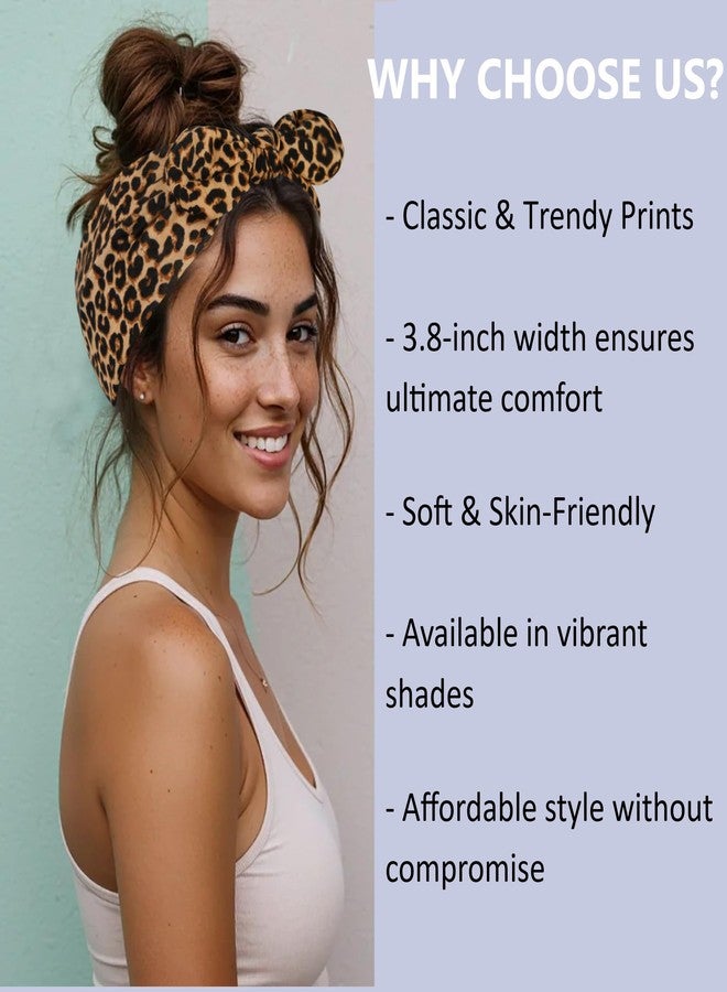 Tobeffect Bow Headbands for Women Non Slip Fall Colors: Trendy Head Bands for Women's Hair Cheetah Print - Wide Headwraps with Bows Vintage, Cute Leopard Hairbands Hair Accessories 6 Pack - Image 3